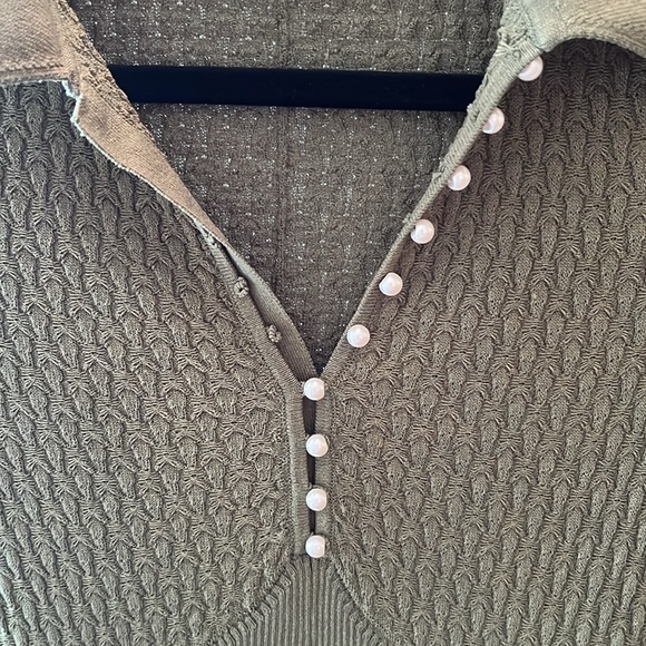 Sandro Green Knit Dress with Pearl Buttons Size S - Picture 3 of 4